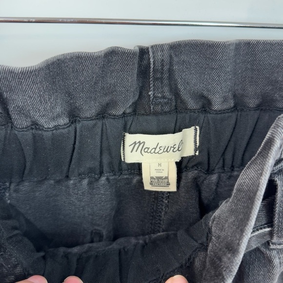 Madewell Black Elastic Waist Denim Belted Mini Skirt - Picture 4 of 4